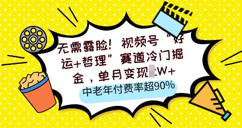无需露脸，视频号“好运+哲理”赛道冷门掘金，单月变现2W+，中老年付费率超90%-斜杠青年