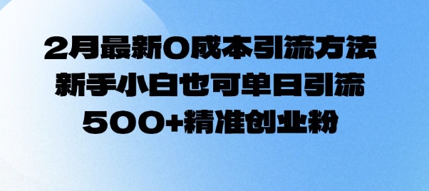 2月最新0成本引流方法，新手小白也可单日引流500+精准创业粉-斜杠青年