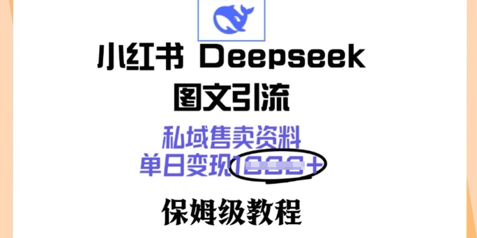 小红书Deepseek图文引流，私域售卖资料，单日变现多张，保姆级教程-斜杠青年
