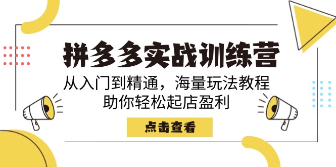 （14392期）拼多多实战训练营，从入门到精通，海量玩法教程，助你轻松起店盈利-斜杠青年