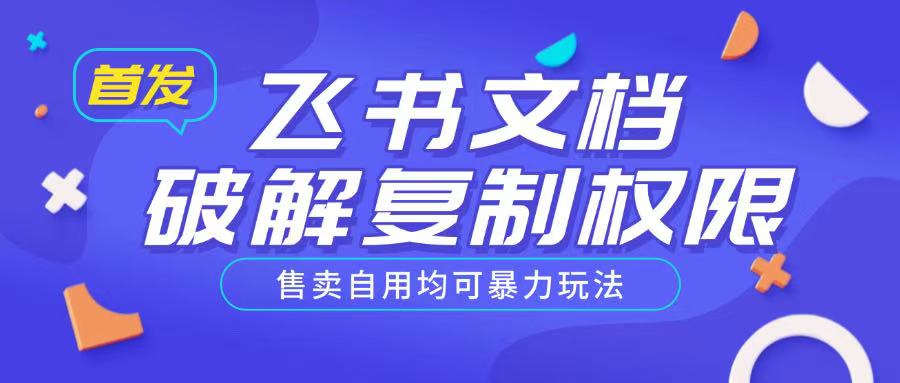 首发飞书文档破解复制权限，售卖自用均可暴力玩法-斜杠青年