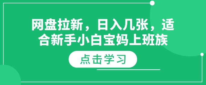 网盘拉新，日入几张，适合新手小白宝妈上班族-斜杠青年