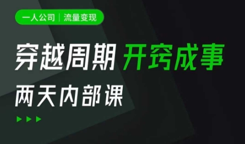 一人公司：流量变现课，一人公司的方法模型拆解， 拆解富人思维，流量思维，小老板思维等-斜杠青年