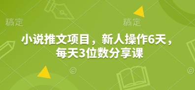 小说推文项目，新人操作6天，每天3位数分享课-斜杠青年