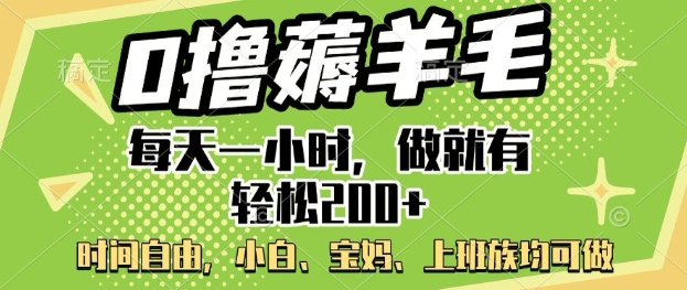 0撸薅羊毛，每天一小时，做就有轻松2张，小白宝妈，上班族均可做-斜杠青年