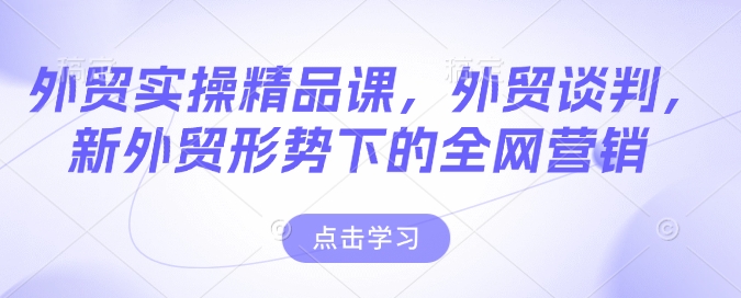 外贸实操精品课，外贸谈判，新外贸形势下的全网营销-斜杠青年