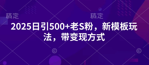 2025日引500+老S粉，新模板玩法，带变现方式-斜杠青年