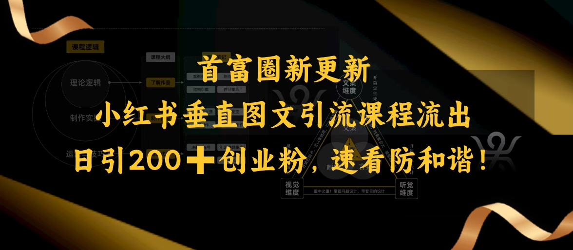 小红书垂直图文引流课程流出，日引200+创业粉，速看防和谐-斜杠青年