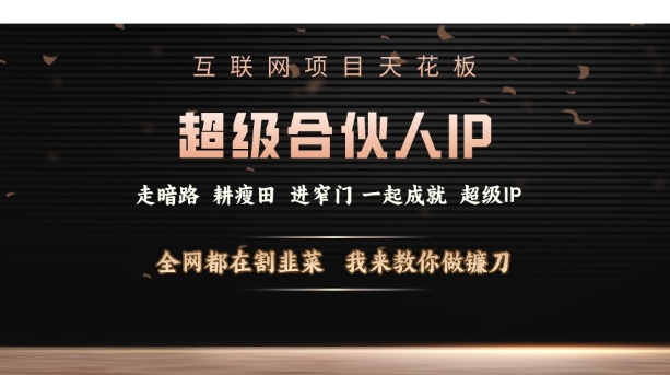 互联网项目天花板，超级合伙人IP，全网都在割韭菜，我来教你做镰刀【仅揭秘】-斜杠青年