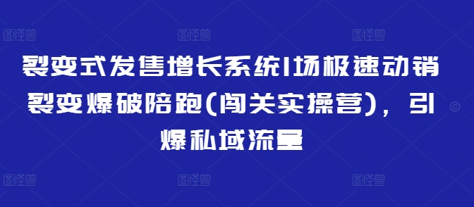 裂变式发售增长系统1场极速动销裂变爆破陪跑(闯关实操营)，引爆私域流量-斜杠青年