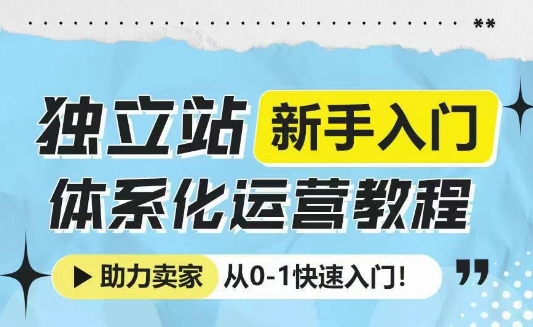 独立站新手入门体系化运营教程，助力独立站卖家从0-1快速入门!-斜杠青年