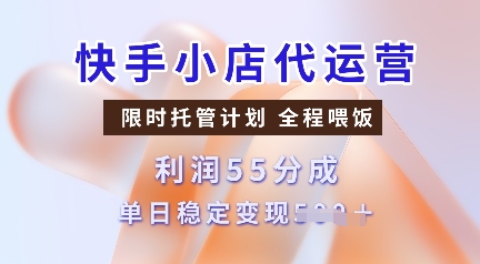 快手小店代运营，限时托管计划，收益55分，单日稳定变现多张【揭秘】-斜杠青年