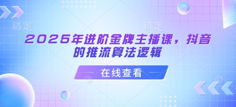 2025年进阶金牌主播课，抖音的推流算法逻辑-斜杠青年