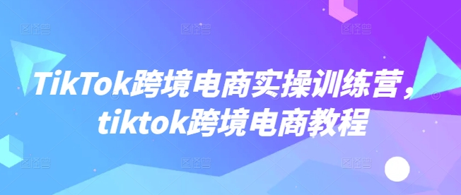 TikTok跨境电商实操训练营，tiktok跨境电商教程-斜杠青年