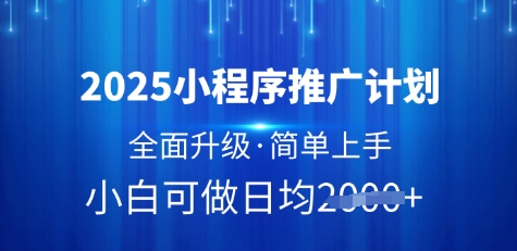 2025小程序推广计划，全面升级，简单上手，日均多张【揭秘】-斜杠青年