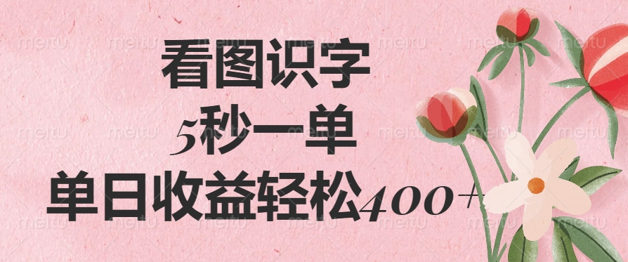 （14338期）看图识字，5秒一单，单日收益轻松400+-斜杠青年