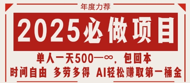 2025必做项目，时间自由，多劳多得，日入多张无上限-斜杠青年