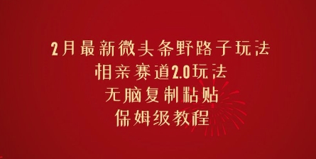 2月最新微头条野路子玩法，相亲赛道2.0玩法，无脑复制粘贴，保姆级教程-斜杠青年