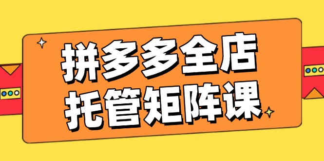 （14328期）拼多多全店托管矩阵课，盈利动销玩法，高效计划设置，提升店铺效益-斜杠青年