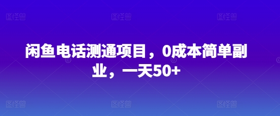 闲鱼电话测通项目，0成本简单副业，一天50+-斜杠青年