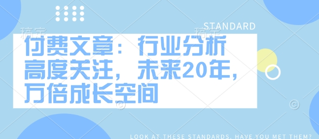 付费文章：行业分析 高度关注，未来20年，万倍成长空间-斜杠青年