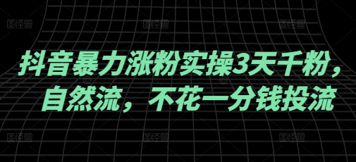 抖音暴力涨粉实操3天千粉，自然流，不花一分钱投流，实操经验分享-斜杠青年