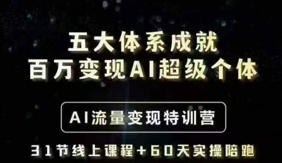 五大体系成就百万变现AI超级个体- AI流量变现特训营，一步一步教你一个人怎么年入百W-斜杠青年