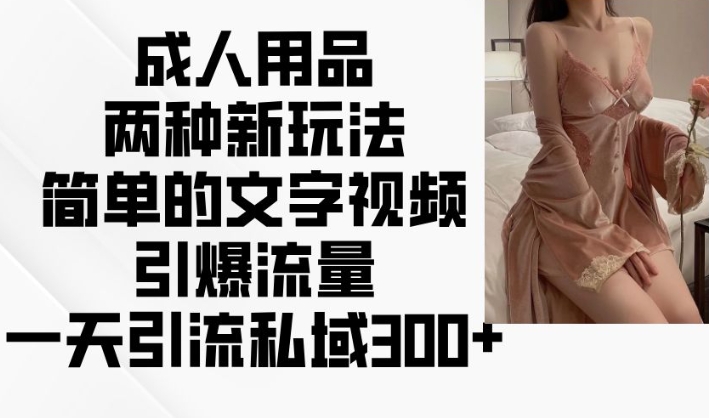 成人用品两种新玩法，简单的文字视频引爆流量，一天引流私域300+-斜杠青年