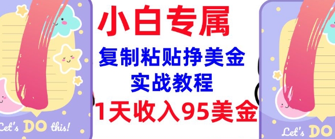 复制粘贴挣美金，0门槛，1天收入95美刀，3分钟学会，内部教程(首次公开)-斜杠青年