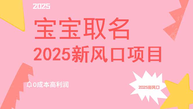 （14593期）2025新风口项目宝宝取名，0成本高利润，附保姆级教程，月入过万不是梦-斜杠青年