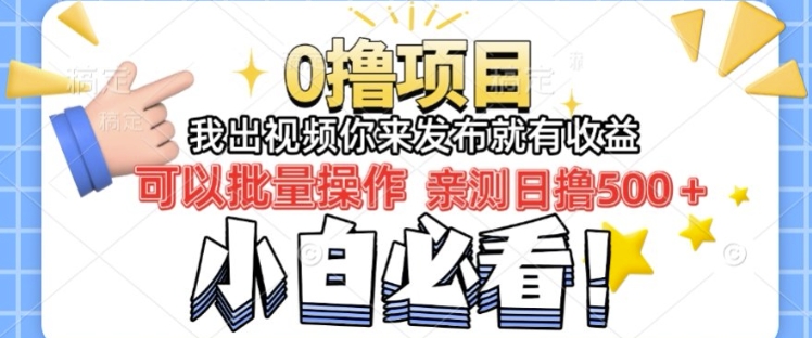 我出视频你直接领取发布就有收益日入几张的0撸项目，速度搞-斜杠青年