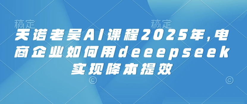 天诺老吴AI课程2025年，电商企业如何用deeepseek实现降本提效-斜杠青年