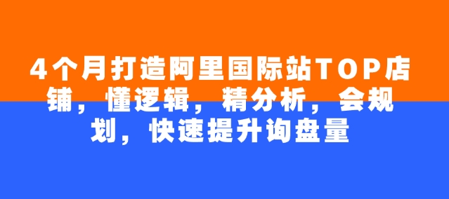 4个月打造阿里国际站TOP店铺，懂逻辑，精分析，会规划，快速提升询盘量-斜杠青年
