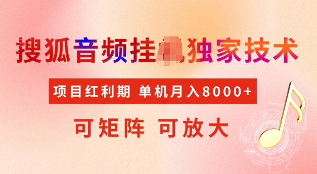 首发搜狐音频挂JI，项目红利期，可矩阵可放大，稳定月入5k【揭秘】-斜杠青年