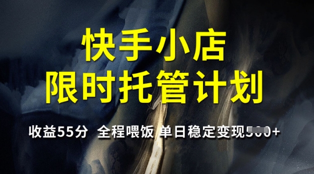 快手小店限时托管计划，收益55分，全程喂饭，单日稳定变现5张【揭秘】-斜杠青年
