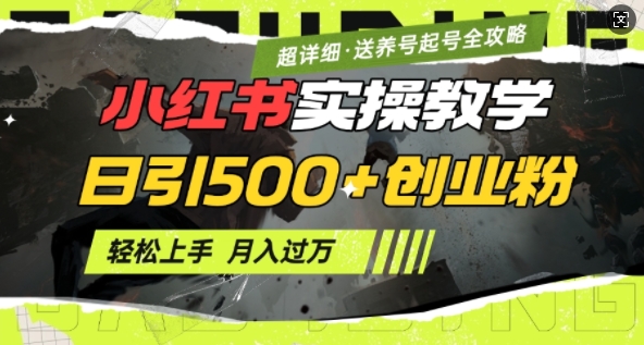 2月小红书最新日引500+创业粉实操教学【超详细】小白轻松上手，月入1W+，附小红书养号起号SOP-斜杠青年