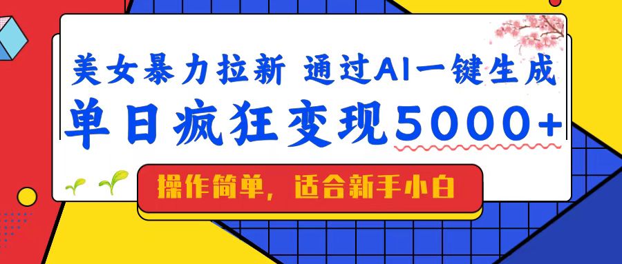 （14347期）美女暴力拉新，通过AI一键生成，单日疯狂变现5000+，纯小白一学就会！-斜杠青年