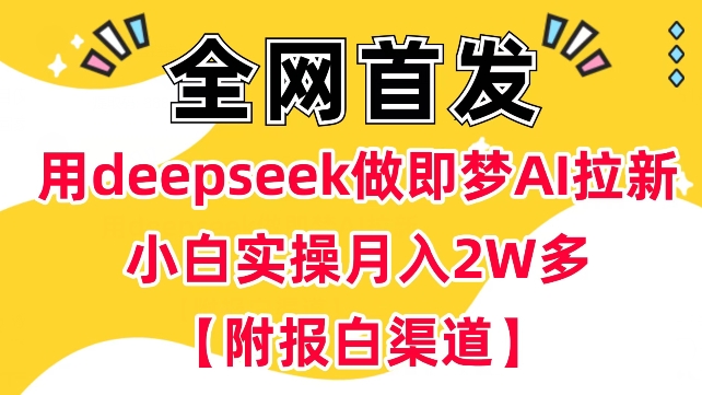 用deepseek做即梦Ai拉新 小白实操月入过W+【附报白渠道】-斜杠青年
