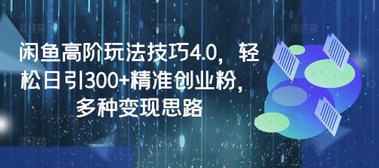 闲鱼高阶玩法技巧4.0，轻松日引300+精准创业粉，多种变现思路-斜杠青年