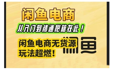 闲鱼电商实战课，从入门到精通秘籍在此，闲鱼电商无货源玩法超燃!-斜杠青年