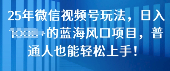 25年微信视频号玩法，日入几张的蓝海风口项目，普通人也能轻松上手!-斜杠青年