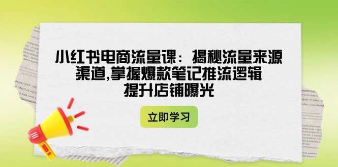 （14318期）小红书电商流量课：揭秘流量来源渠道,掌握爆款笔记推流逻辑,提升店铺曝光-斜杠青年