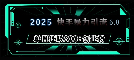 2025年快手6.0保姆级教程震撼来袭，单日狂吸300+精准创业粉-斜杠青年