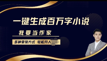 我要当作家，一键生成百万字小说，多种变现方式，轻松月入过W+-斜杠青年