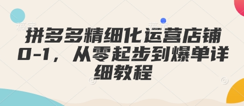 拼多多精细化运营店铺0-1，从零起步到爆单详细教程-斜杠青年