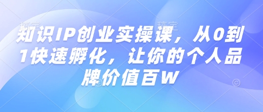 知识IP创业实操课，从0到1快速孵化，让你的个人品牌价值百W-斜杠青年