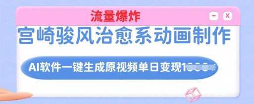 宫崎骏风治愈系动画制作，AI软件一键生成原创视频流量爆炸，单日变现多张，详细实操流程-斜杠青年