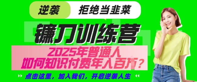 【网创项目终点站-镰刀训练营超级IP合伙人】25年普通人如何通过知识付费实现逆袭【揭秘】-斜杠青年