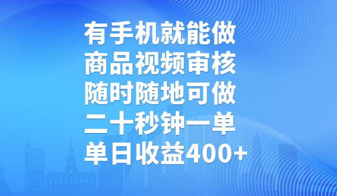 （14446期）有手机就能做，商品视频审核，随时随地可做，二十秒钟一单，单日收益400+-斜杠青年