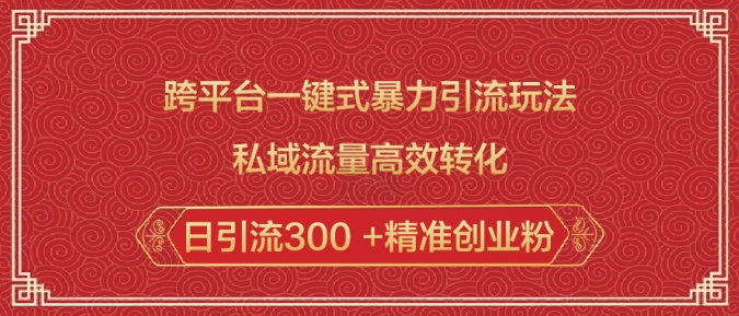 跨平台一键式暴力引流玩法，私域流量高效转化日引流300 +精准创业粉-斜杠青年